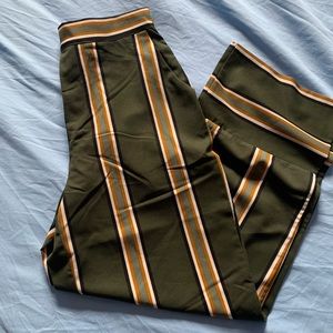 Green and brown striped pants